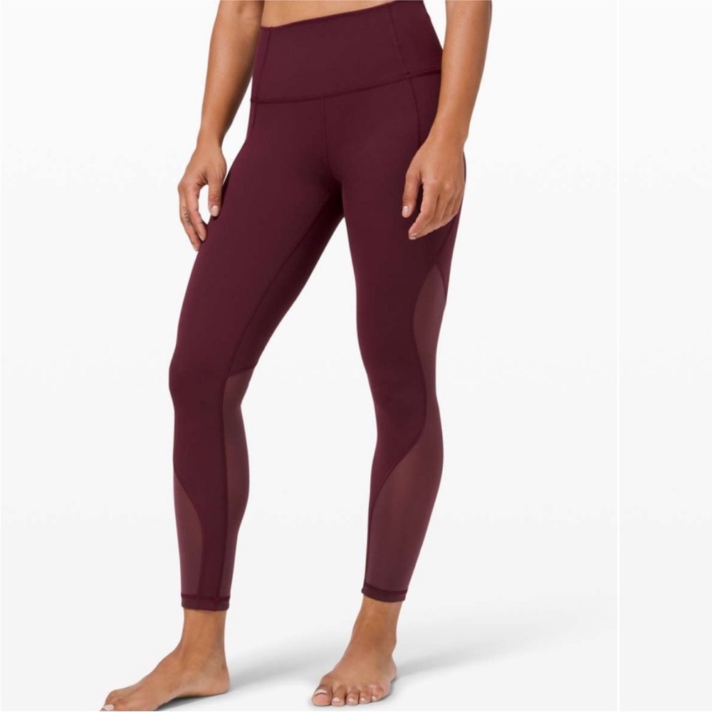 Lululemon Wunder Under High Rise Tight Leggings Chiffon Mesh Cassis - Picture 9 of 12
